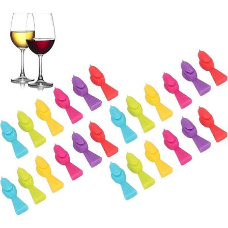 24 stk. Vinglas Charm Markører, Fugleform Silikone Vinglas Etiketter
