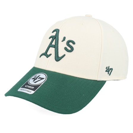 47 Brand - Oakland Athletics Two Tone Mvp Natural/Green Adjustable Adjustable Beige Cap - MLB @ Hatstore