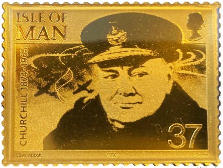 Isle of Man - Winston Churchill - Postfrisk frimærke i 24 karat guld