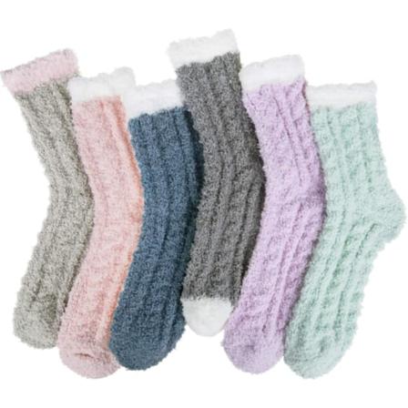 6 par damstrumpor vinter varma mjuka mysiga fluffiga mikrofiberhus sovtofflorstrumpor julklappar v