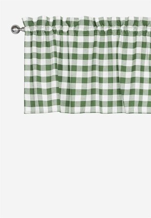 Cellbes of Sweden - Vævet, ternet gardinkappe i grøn / hvid / ternet i størrelse 50 x 250 cm