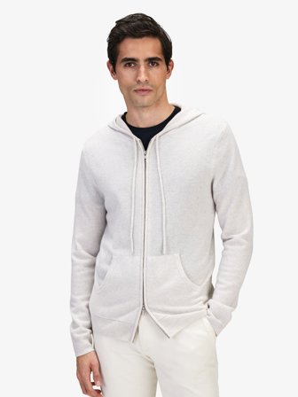 John Henric Men's Cremeweißer Kaschmir-Hoodie Size XXL