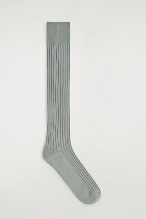 COS Men's Long Ribbed Cotton Socks in Green