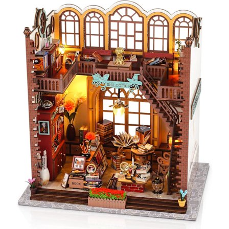 Cuteefun Bokhylle DIY, 3D Trepuslesett Bokhale, Bokhylleinnlegg, DIY Dukkehussett, Seng