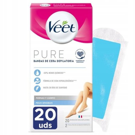 Veet Hårborttagningsstrips Pure För Känslig Hy, 20-Pack