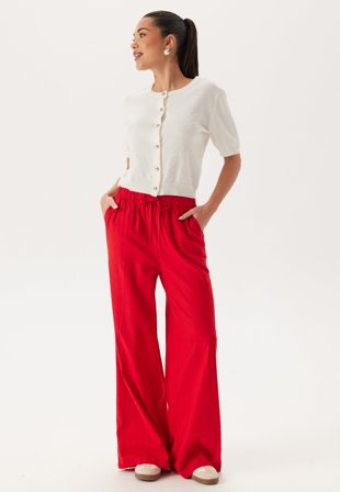 BUBBLEROOM Linen Blend Trousers Red XL