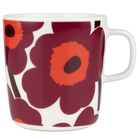 Marimekko Unikko muki 4 dl, valkoinen/viininpunainen/punainen