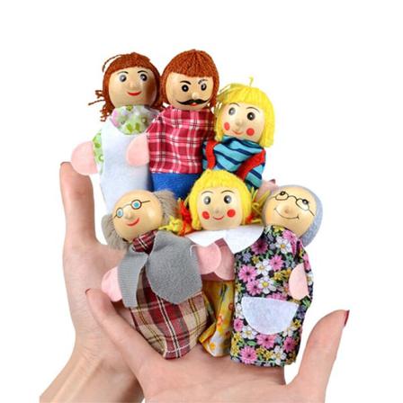 6 St/lot Finger Familjedockor Set Handdocka Tygdocka