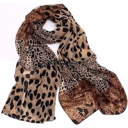 Dam Scarf Lång Mjuk Leopardmönstrad Chiffon Silkeshalsduk Sjal Stole Wrap Damkläder Tillbehör