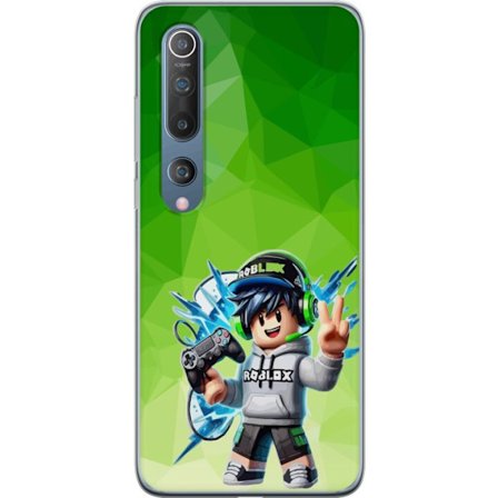 Kompatibelt Mobildeksel til Xiaomi Mi 10 5G Roblox-inspirert gamerfigur med headset, håndkontroll og energiske effekter mot grønn bakgrunn
