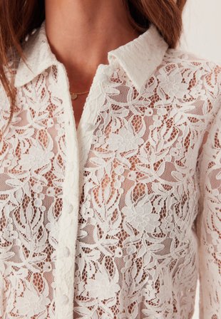 BUBBLEROOM-Lace Peplum Blouse-46