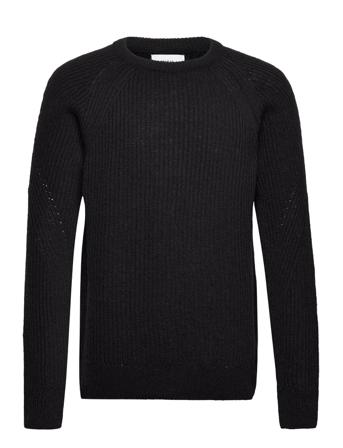Viaborg Knit Strikkegenser M. Rund Krage Svart Makia