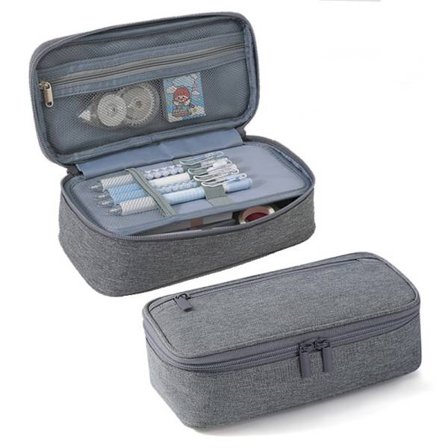 Tyylikäs ja tilava penaali lokeroilla – Monitoiminen penaali vetoketjulla, 23 × 11 × 6,5 cm