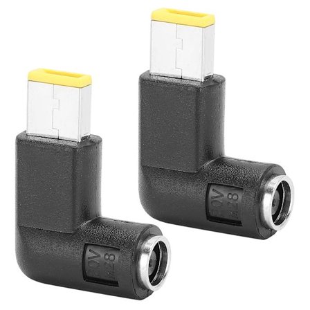 2 stk. strømadapter-stik, vinkel DC7.9 x 5.5 mm firkantet stik, sort PC-tilbehør til ThinkPad