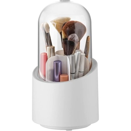 Makeup børsteholder med låg, transparent roterende makeup st