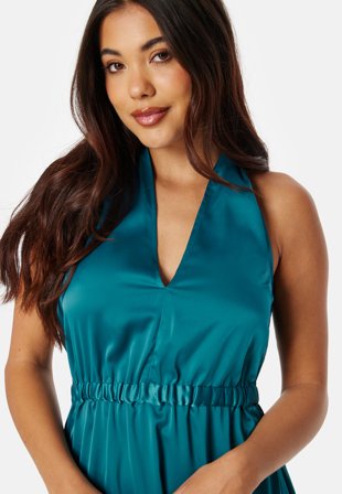 YAS Athena Halterneck Maxi Dress Blue Coral Tøj