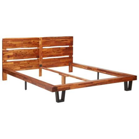 Vidaxl Sängram Med Levande Kant Massivt Akaciaträ 160 Cm Brun