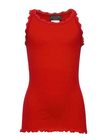Silk Top Regular W/ Lace T-shirt Ærmeløs Rød Rosemunde Kids