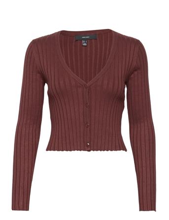 Vmavia Ls Short V-Neck Button Bloue Rep Strikkegenser Cardigan Brun Vero Moda