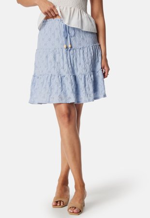 VILA Vimelanie High Waist pointelle skirt Kentucky Blue Klær