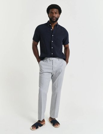 GANT Slim Tapered Seersucker Suit Pants - Grey - 48