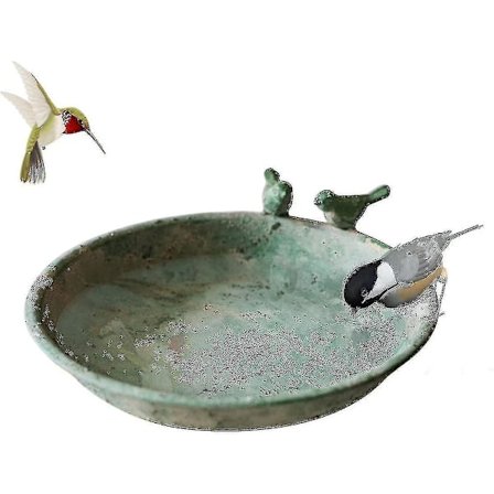 Jern Rund Fuglebad Grønn Hagedekor For Ville Fugler