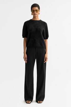 Soft Goat - Brushed short sleeve - Kaschmirpullover für Damen - XL - Black