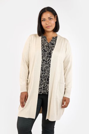 CISO - Langærmet Cardigan - Sand Melange - Lomme