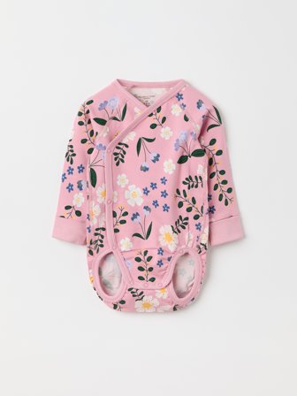 Polarn O. Pyret - Floral extendable wraparound bodysuit - 56 - Childrenswear - pink