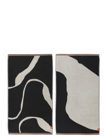 Nova Arte Guest Towel, 2-Pack Home Textiles Bathroom Textiles Towels & Bath Towels Guest Towels Black Mette Ditmer