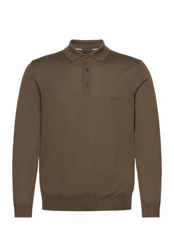 Bono-L Knitwear Long Sleeve Knitted Polos Kakigrønn BOSS*Betinget Tilbud