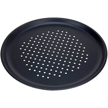 Sæt med 4 non-stick pizzabageplader, stor 32 cm, kulstofstål, køleskab, fryser og opvaskemaskine sikker