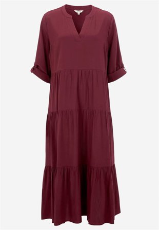 Cellbes of Sweden - Klänning med volanger - vinröd - för damer - 62/64