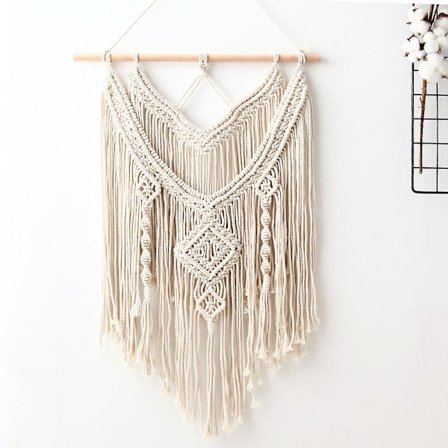 Seinätekstiili, seinäkoriste seinavaate käsin kudottu seinämatto sisä- ja ulkokoriste boheemi hää olohuone makuuhuone (valkoinen-)