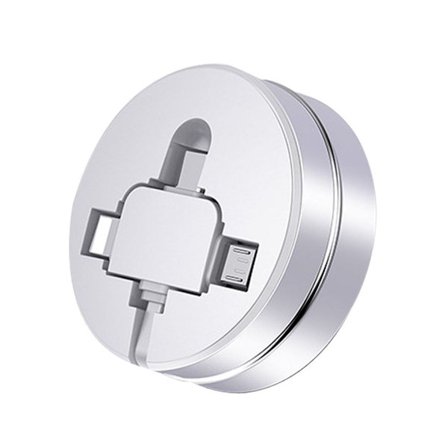 Multiladdningskabel, 3 i 1 infällbar USB-kabel med vit