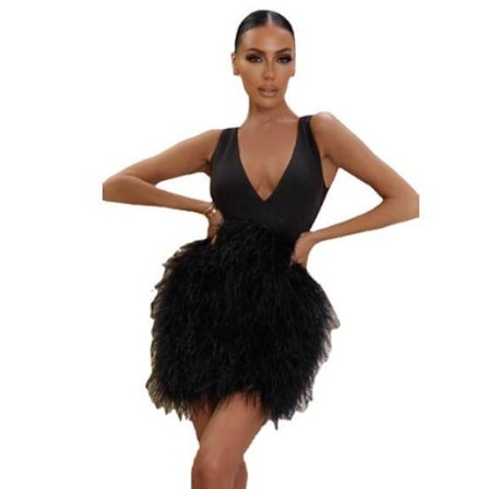 Kvinnors Sexig Djup V-ringad Rygglös Klänning