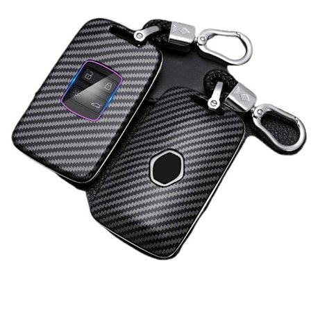 Karbonfiber bilnøkkelveske, egnet for Renault Koleos Kadjar Scenic Megane Sandero Espace Clio Captur Kangoo Laguna Talisman Twingo, svart