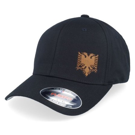 Iconic - Svart flexfit Keps - Albanian Small Eagle Patch Black Flexfit @ Hatstore