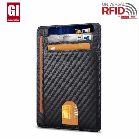 Ægte læder kortpung til mænd RFID tyverisikret swipe kortpung med AirTag hul til mænds kortpung Black 02