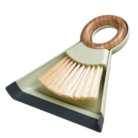 Mini sopskyffel och borste Set Skrivbordstangentbord rengöringsborste för kontor Light Green