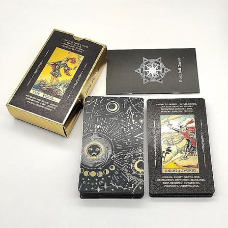 Nye Plast Rider Varmstempling Gullfolie Tarot Utsøkt Brettspill Spådomskort For Samling Interspace black