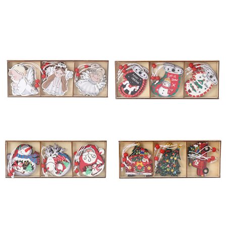 4 esker med julepynt Kreativ maling engel bil jul