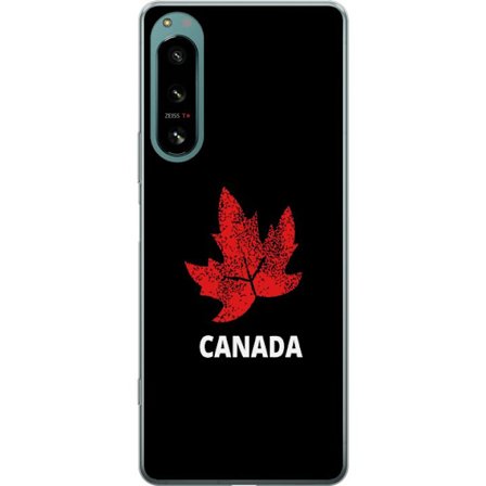 Yhteensopiva Puhelinkuori Sony Sony Xperia 5 IV Graafinen vaahteralogo punaisella mustaa taustaa vasten, jossa on selkeä Kanada-viittaus ja minimalis