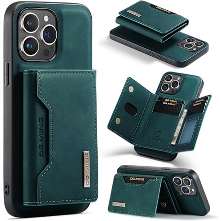 2-i-1 Læder Wallet Telefon Cover med Kortholder kompatibel iPhone 15 Pro Max, Herre Telefon Cover, Aftagelig Bagside Co