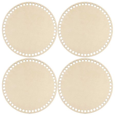 4 st Virkad Korg Träbotten DIY Virkningsbas Virkning Träbotten Vävmaterial