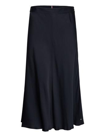Vis Crepe Solid Midi Skirt Polvipituinen Hame Tummansiniset Tommy Hilfiger
