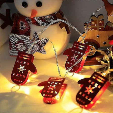 Jul LED Ljusslinga Jultomte Älg Snögubbe Jul Ornament Ljusslinga Julklapp Julhandskar 1.5M 10LEDS