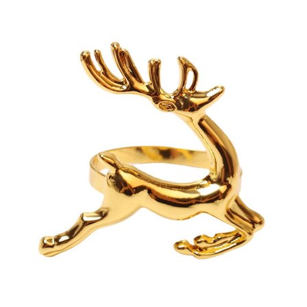 Sæt af 8 Guld Hjorte Jule Servietringe til Spisebord Opstilling - Rustikke Middagsborde Opstilling Dekoration til Bryllupsreceptioner, Jul, Tak