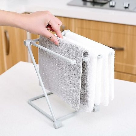 Hopfällbart tygförvaringsställ, köksbänk, klädhängare, hylla, tygställ, koppdränering