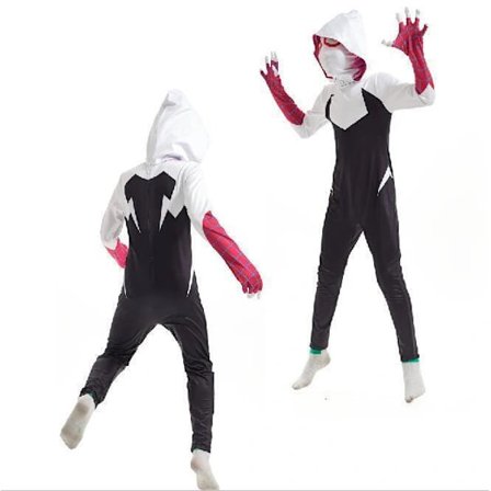 Flickor Ghost Spider Stacy Gwen Cosplay Halloween Kostym Jumpsuit Maskerad Vit Svart Stacy #1_tfrf Vit Svart Stacy #1 6-7 År